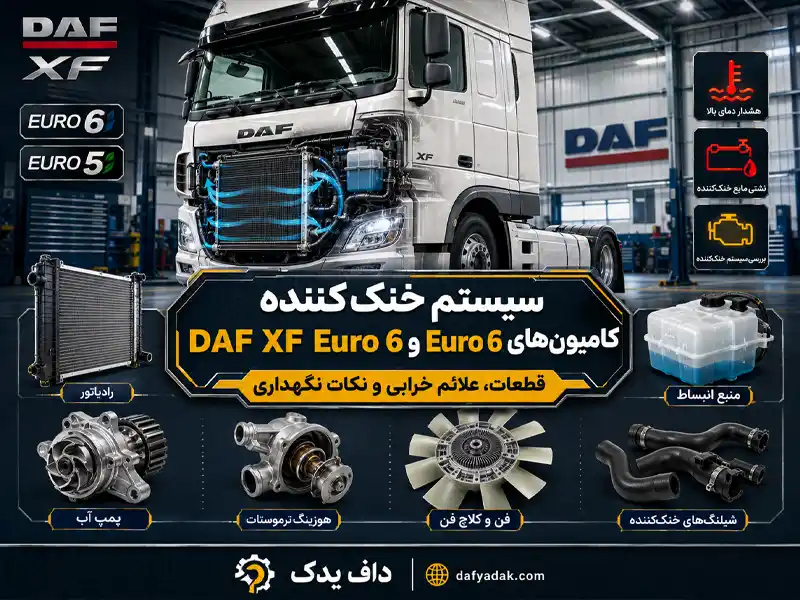سیستم خنک کننده کامیون های DAF XF Euro 6 و euro 5، قطعات، علائم خرابی و نکات نگهداری